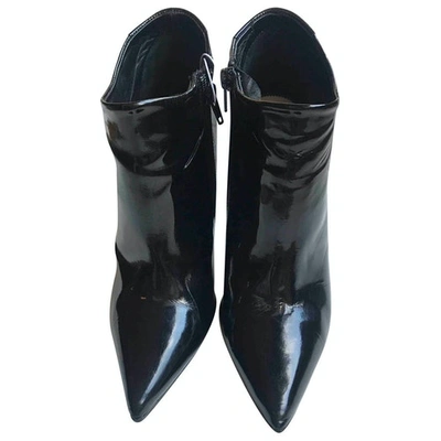 Pre-owned Pedro Garcia Patent Leather Ankle Boots In Black