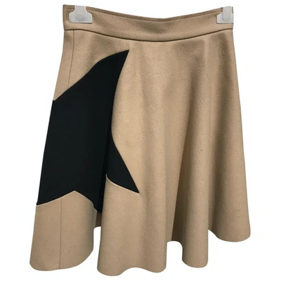 Pre-owned Msgm Wool Mid-length Skirt In Camel