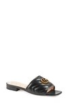 Gucci Jolie Logo-embellished Quilted Leather Slides In Black/ Black