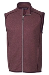 Cutter & Buck Mainsail Sweater-knit Mens Full Zip Vest In Burgundy