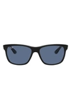 Ray Ban 57mm Square Sunglasses In Shiny Black/ Dark Blue
