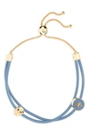 Tory Burch Enamel Logo Slider Bracelet In Tory Gold / Bluewood