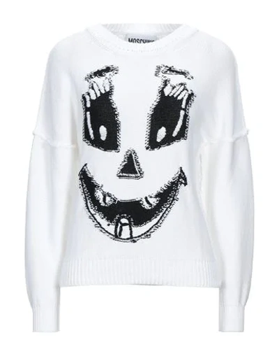 MOSCHINO MOSCHINO WOMAN SWEATER WHITE SIZE 8 COTTON, POLYAMIDE, ELASTANE,14099139LB 3