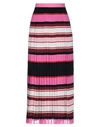 Valentino Pleated Striped Silk-georgette Midi Skirt In Pink