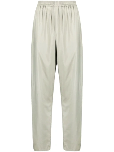 Balenciaga Wide-leg Piped Shell Track Pants In Grey