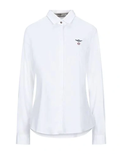 Aeronautica Militare Solid Color Shirts & Blouses In White