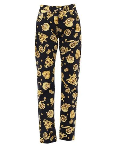 Versace Jeans Couture All Over Printed Cotton Denim Jeans In Black