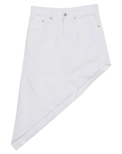 Mm6 Maison Margiela Pointed Hem Asymmetric Denim Skirt In White