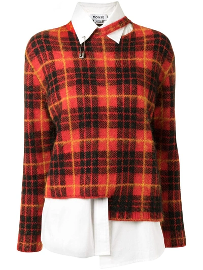 Monse Tartan Knit Shirt In Red