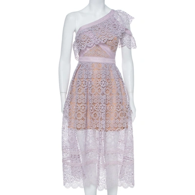 self portrait off the shoulder guipure lace midi dress Self-portrait Knit Lace Insert Midi Dress