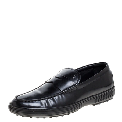 Pre-owned Tod's Black Patent Leather Penny Loafers Size 39.5