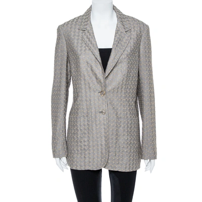 Pre-owned Missoni Gold & Grey Lurex Knit Blazer L