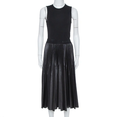 Pre-owned Givenchy Black Knit & Plisse Sleeveless Midi Dress S