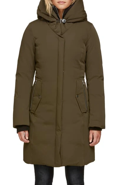 Soia & Kyo Slim Fit Hooded Down Coat In Army