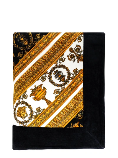 Versace Baroque-print Beach Towel In Gold