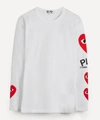 Comme Des Garçons Play Comme Des Garcons Play White Multi Heart Long Sleeve T-shirt In White