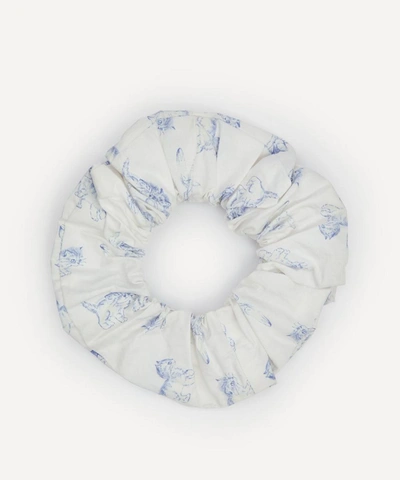 Ganni Printed Cotton Poplin Scrunchie In Bright White