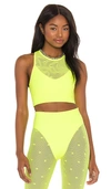 Adam Selman Sport Racerback High-neck Cropped Top In Lime