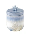 AVANTI ABSTRACT COASTAL SEASHELLS & CORAL CERAMIC COVERED JAR