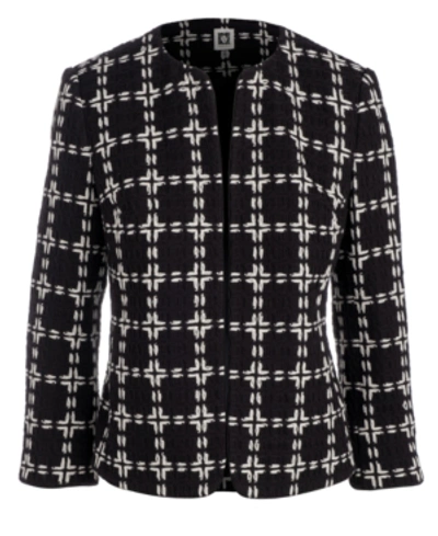 Anne Klein Windowpane Jacket In Anne Black/anne White