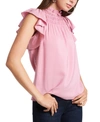 1.state Smocked Ruffle Sleeve Top In Rose Pink