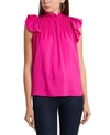 1.state Wide-smocked Ruffle-sleeve Top In Party Pink