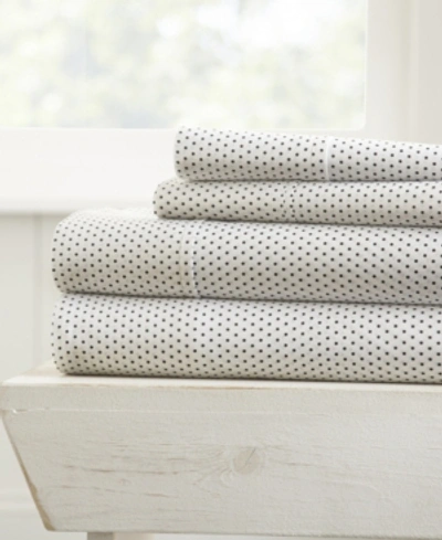 Ienjoy Home The Farmhouse Chic Premium Ultra Soft Pattern 4 Piece Sheet Set By Home Collection - Cal King Beddin In Grey Stippled