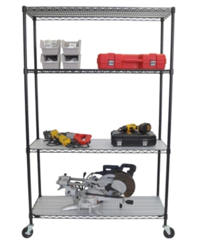 Trinity 4-tier Wire Shelving Rack With Nsf Includes Wheels And Liners In Black