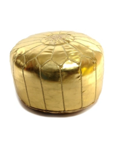 Beldinest Moroccan Faux Leather Pouf Round Ottoman In Gold