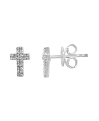 Effy Collection Effy Diamond (1/6 Ct.t.w.) Cross Stud Earrings In Sterling Silver Or 14k Gold-plated Sterling Silver