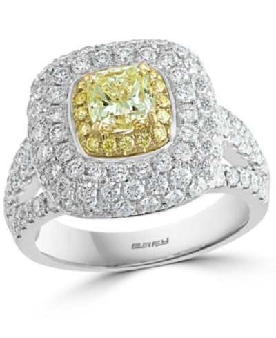 Effy Collection Effy Yellow & White Diamond Halo Ring (2-3/4 Ct. T.w.) In 18k Gold & White Gold In White/yellow Gold