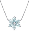 MACY'S AQUAMARINE AND DIAMOND ACCENT FLORAL NECKLACE