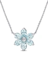 Macy's Aquamarine And Diamond Accent Floral Necklace In Blue
