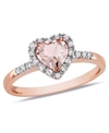 MACY'S MORGANITE AND DIAMOND HALO HEART RING