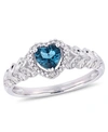 MACY'S AMETHYST AND DIAMOND HALO HEART RING (ALSO IN BLUE TOPAZ)