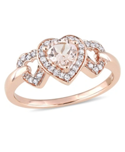 Macy's Morganite And Diamond Linked Heart Ring In Pink