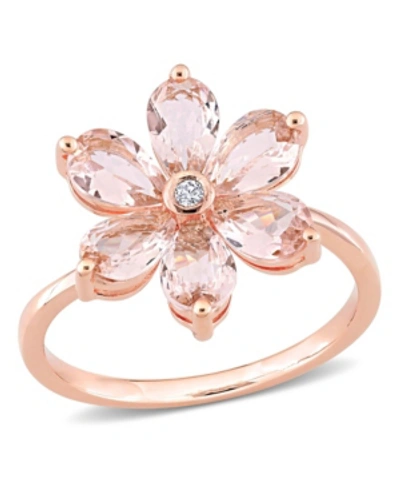 Macy's Morganite And Diamond Accent Floral Ring In Pink