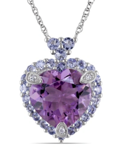 Macy's Amethyst Tanzanite And Diamond Accent Heart Necklace In Purple