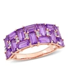 MACY'S AMETHYST AND DIAMOND GEOMETRIC RING