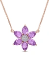 MACY'S AMETHYST AND DIAMOND FLORAL NECKLACE
