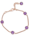 Macy's Amethyst Station Link Bracelet (4 Ct. T.w.) In 14k Rose Gold-plated Sterling Silver (also In Citrine In Amethyst