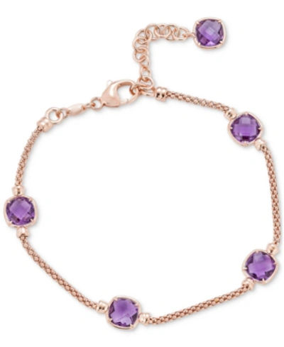 Macy's Amethyst Station Link Bracelet (4 Ct. T.w.) In 14k Rose Gold-plated Sterling Silver (also In Citrine