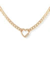 GUESS GOLD-TONE CRYSTAL HEART CHARM NECKLACE, 16" + 2" EXTENDER