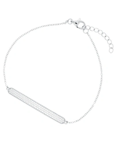 Macy's Cubic Zirconia Micro Pave Bar Bracelet In Sterling Silver (also In 14k Gold Over Silver) In White