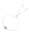 MACY'S CUBIC ZIRCONIA MICRO PAVE HEART ADJUSTABLE BOLO BRACELET IN STERLING SILVER (ALSO IN 14K GOLD OVER S
