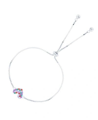 Macy's Cubic Zirconia Micro Pave Heart Adjustable Bolo Bracelet In Sterling Silver (also In 14k Gold Over S In White