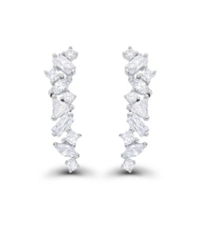 Macy's Cubic Zirconia Multi Shape Ear Climbers In Sterling Silver In White