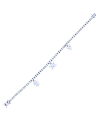 Macy's Cubic Zirconia Cut Drop Flexible Tennis Bracelet In Sterling Silver In White