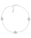 MACY'S CUBIC ZIRCONIA MICRO PAVE TRIPLE HEARTS BRACELET IN STERLING SILVER