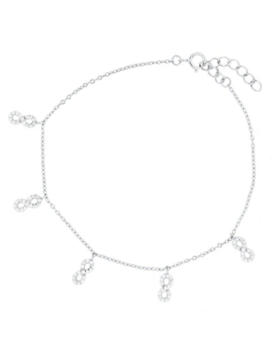 Macy's Cubic Zirconia Dangling Infinity Bracelet In Sterling Silver (also In 14k Gold Over Silver) In White